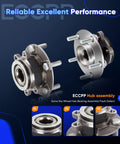 Front Wheel Hub Bearing Assembly With ABS 5 Lug For Nissan Rogue 2008 To 2013, Rogue Select 2014 To 2015, Sentra 2007 To 2012, Renault Koleos 2009, OE 513298 Pair Ready To Roll, displayed with abs sensor and lug nuts