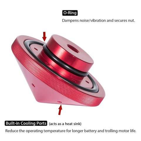 Prop Nut For Trolling Motor Heat Sink Style Red Stabilizer For MinnKota 80 101 112, Reduces Noise And Vibration With Larger Contact Point