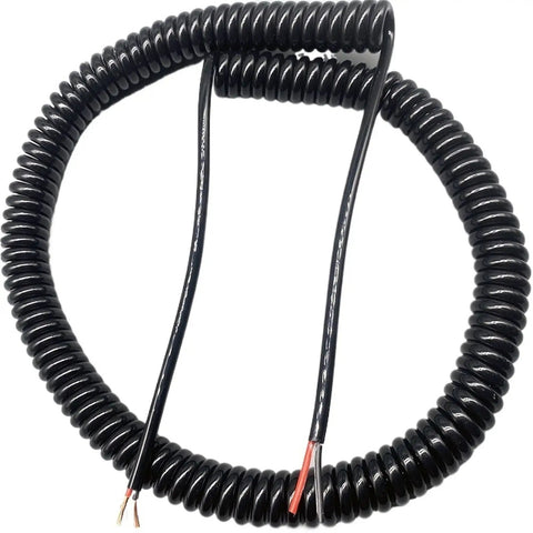 No Worries Two Core Coiled Power Cord With Quick Zip Spiral Extension Cable 15mm diameter, flexible design for efficient use.