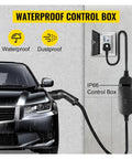 Portable Type 2 Electric Vehicle Charger With Bright Digital Monitor And Seamless 10 Through 32 Amp Configurations For No Sweat Plug In Power That Will Keep Your Electric Car Ready For Action, showcasing waterproof IP66 control box.