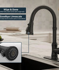 Solid Brass Kitchen Faucet With Pull Down Sprayer High Arc Single Handle Farmhouse Sink Faucet 3 Spray Modes Detail View
