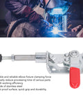 Stainless Steel Push Pull Toggle Clamp Quick Release Clamp For Woodworking Jigs And Fixtures shown in side view with red handle and metal body.