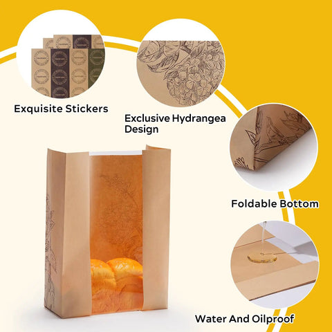 24 Pack Large Kraft Paper Bread Bags With Clear Window For Homemade Bread And Sourdough shown with unique design and features.