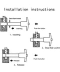 Diagram of installation instructions for Stainless Steel T Handle Ball Lock Pin with lanyard quick release mechanism.