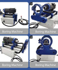 BREVELTION portable hole drilling line boring machine by Amazon; blue frame, motor, 5.24 ft connecting bar