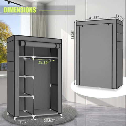 Dimensions of Portable Closet Wardrobe With Fabric Shelves And Dustproof Non Woven Fabric Cover, Easy Pop Up Clothes Organizer