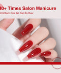Red nails with Six Piece 12ml Gel Nail Polish Set In Red, Wine Red, Light White, Gray, Blue, And Dark Blue For Salon Or DIY