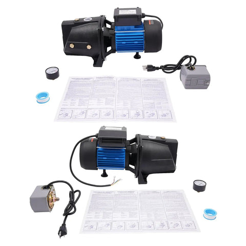 Heavy Duty High Pressure Electric Air Compressor 1HP 0.75KW Motor Portable Corded Air Pump With Die Cast Iron Construction For Garage And Workshop Use Black And Blue Finish IP44 Protection