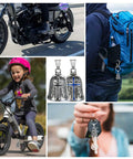 Two Pack Motorcycle Bell Set With Gift Box And Legend Card, Weatherproof Badass Good Luck Charm For Riders, Black And Blue.