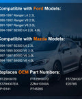 Specifications for Replacement Fuel Pump For Ranger And Mazda B Series 1989 Through 1997 Compatible with engine types listed