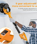 Heavy Duty Electric Drywall Sander With Vacuum Dust Collector For Popcorn Ceiling Removal And Smooth Wall Finishing No Dust Hassle Job Site Must Have, showing 9 gear adjustments.