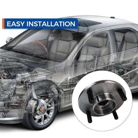Front Wheel Hub And Bearing Assembly 518510 For Ford Focus 2000 To 2011 4 lug pattern, shown with easy installation guide