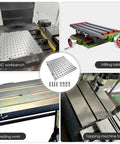 Badass Anodized 6061 Aluminum Fixture Plate 12X12X0.8 Inch CNC Machining Workholding Jig on CNC workbench and milling table.