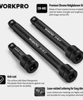 Heavy Duty One Half Inch Drive Impact Extension Bar Set Constructed From Premium Cr Mo Steel Heat Treated For Peak Torque with durable black finish.