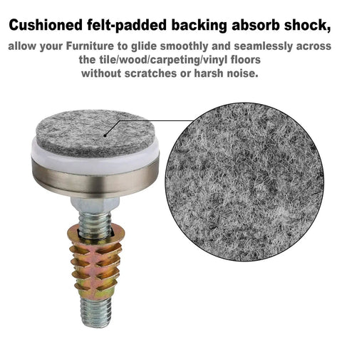 Beefy Heavy Duty Furniture Levelers Adjustable Leveling Feet for Tables with felt-padded base detail, 1320 lbs capacity