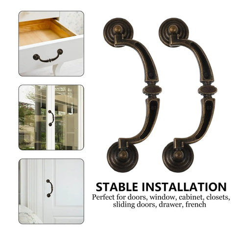 Vintage Zinc Alloy Cabinet Pull Handles 4 Pack for Furniture Doors and Drawers Antique Style Cupboard Grips