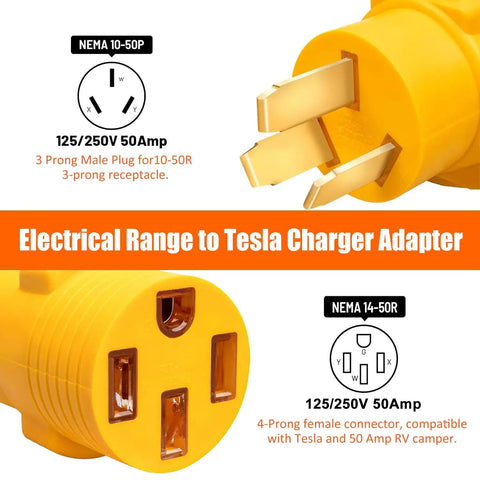 Nema 10 To 14 Power Adapter 50 Amp Plug Converter For Dryers Welders Generators And Rvs, 3-prong and 4-prong plug connections.