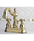 4 Inch Centerset Bathroom Faucet In Polished Brass With Drip Free Ceramic Disc Cartridge Deck Mount 3 Hole Install 1.2 GPM