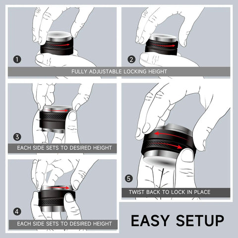 Step-by-step setup of 53mm Adjustable Coffee Distributor And Tamper For 54mm Breville Portafilter Baskets Dual Head Leveler