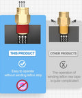 Diagram comparing Two Pack Half Inch Tube Outer Diameter To Three-Eighths Inch NPT Push To Connect Air Brake Fittings and other fittings.