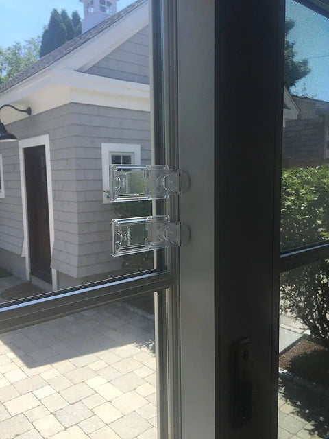 Kids Safe Window And Door Locks 4 Pack For Babyproofing Your Home Stops Windows Sliding Glass Doors Shower Doors And Closet Sliders From Opening Easy To Install Durable Childproofing Solution For Parents installed on glass door