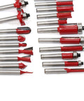 Pro Level 8MM Shank Tungsten Carbide Router Bits Set For Woodworking 35 Piece Heavy Duty Milling Cutter Kit, various bit shapes.