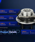 Front Wheel Hub Bearing Assembly 515036 For Cadillac Escalade Tahoe Silverado Suburban Express Savana Sierra Yukon 2000 2007 6 Lug 4X4 With ABS Front Left And Right Axle Replacement, product specifications displayed