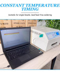 Laptop connected to Powerful 800W Reflow Oven With Infrared Heater Soldering Station for PCB Boards on desk