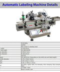 Fully Automatic Round Bottle Labeling Machine With Smooth Operator Touch Interface And Reliable Auto Correction Delivers No Sweat Plug And Play Production At 20 To 30 Pieces Per Minute For Pro Shops, stainless steel, detailed specifications.