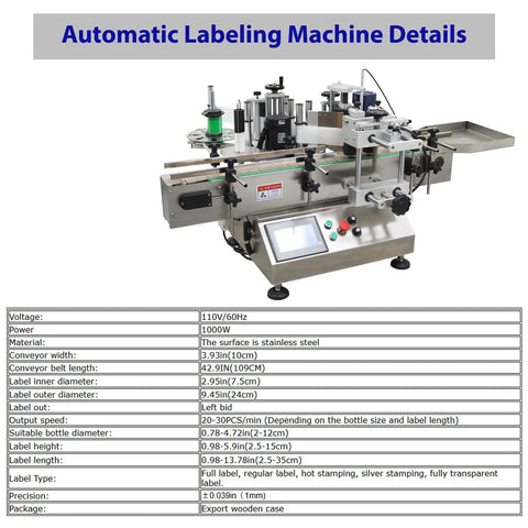 Fully Automatic Round Bottle Labeling Machine With Smooth Operator Touch Interface And Reliable Auto Correction Delivers No Sweat Plug And Play Production At 20 To 30 Pieces Per Minute For Pro Shops, stainless steel, detailed specifications.