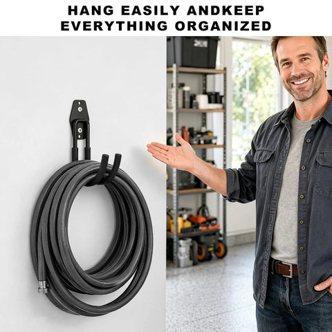 Heavy Duty Metal J Hook Ev Charger Holder With Non Slip Coating Wall Mount Electric Vehicle Cable Organizer keeps cords tidy in garage.