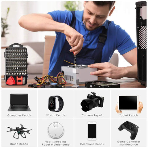 All In One 122 In 1 Precision Electronics Screwdriver Kit With 101 Magnetic Bits And 21 Essential Tools In A Portable Case