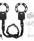 Heavy Duty 23.4 Inch Square Chain Bike And Scooter Lock With Key Copper Keys Nylon Cover ABS Body Zinc Alloy Core A3 Chrome Plated Steel Chain Polypropylene Sleeve Durable Anti Theft For Street Campus And Commuter Use on bike and scooter