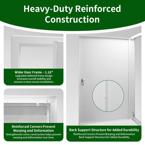 No Fuss 22X30 Drywall Access Panel With Heavy Duty Lock, Thick 1.2mm Rock Solid Flush Mount showing reinforced door construction.