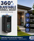 No Sweat Anti Theft Security Cage For Modern Battery Doorbells featuring 360° swivel mount, black weatherproof design for 2026 models.