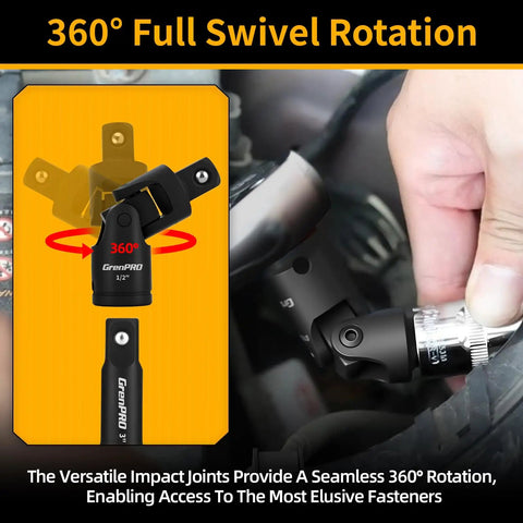 Impact Socket Extension Set 19 Piece With Swivel Universal Joints And Impact Coupler Ratchet Extensions in use