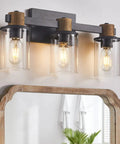 Cozy Farmhouse Vanity Light Fixture 3 Light Wall Sconce Over Mirror With E26 Base Rustic Vintage Style Matte Black Metal Frame