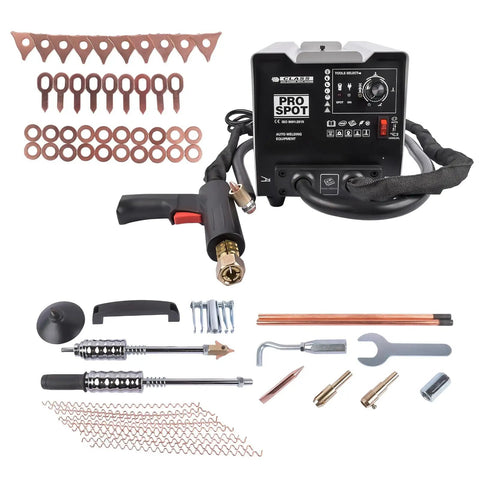 Pro Stud Welder Dent Repair Kit For Auto Body Dents 110V 3000W 3800A Spot Weld Puller with accessories displayed