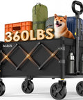 Heavy Duty Collapsible Wagon With Wheels All Terrain Utility Cart Foldable Portable Hauler Up To 360 Lbs For Groceries Beach Garden Sports Shopping Perfect For Everyday Use At Home Or On The Go loaded with items