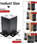 4 Pack Post Anchor Brackets Kit For 4x4 6x6 8x8 Wood Posts For Deck Supports Porch Railings And Handrails showing adjustable sizes