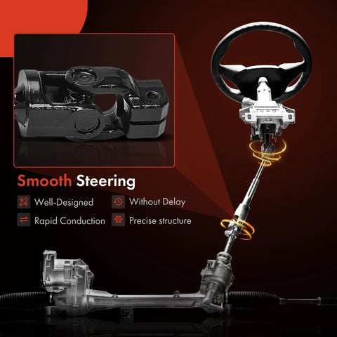 Side view: A-Premium steering column shaft with U-joint coupler, black metal for Ford F-150 and Expedition/Navigator.