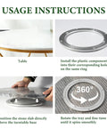 Usage instructions for 16 Inch Natural Rosso Luana Marble Lazy Susan Cabinet Turntable installation and operation.