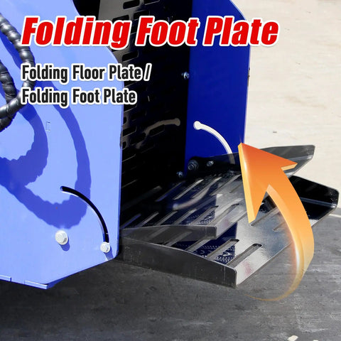 23HP Skid Steer Loader With Quick Attach System showing folding foot plate detail on mini loader