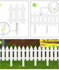 White Plastic Garden Fence Kit With 22 Pieces Easy Install Picket Fence Edgings For Lawn Flower Beds Plant Borders And Decorative Yard Perimeter Includes Ground Stakes For Quick Setup