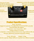 Control panel of Heavy Duty Desktop 3D Printer Filament Extruder And Recycler Machine displaying settings and specifications.