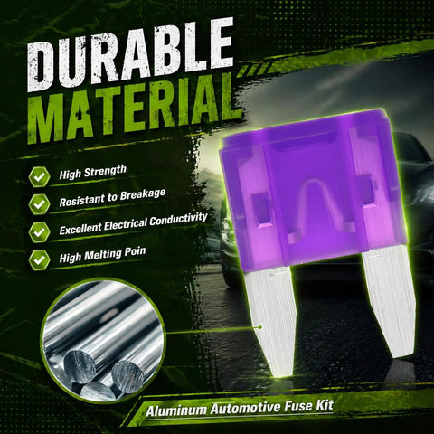 Heavy Duty Auto Blade Fuse Assortment Kit With Reliable Voltage Tester And Slip Proof Removal Pliers shows a purple fuse made from durable material.