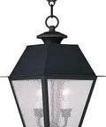 Mansfield 2 Light Outdoor Hanging Lantern Black Classic Traditional Design With Handcrafted Solid Brass And Weatherproof Build
