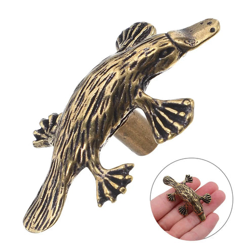 Vintage Brass Duckbill Cabinet Door Pull Handle Single Hole Design with animal shape charm and smooth finish