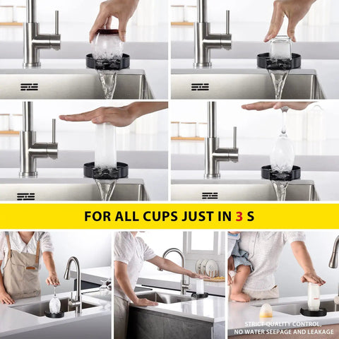 Glass Rinser Cup Washer For Sink Stainless Steel SUS 304 Kitchen Sink Accessory For Washing Baby Bottles, Wine Glasses