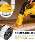 DC5151H Replacement Vacuum Filter For DC515 And DCV517 Wet Dry Vacs pictured in use with wood debris capture